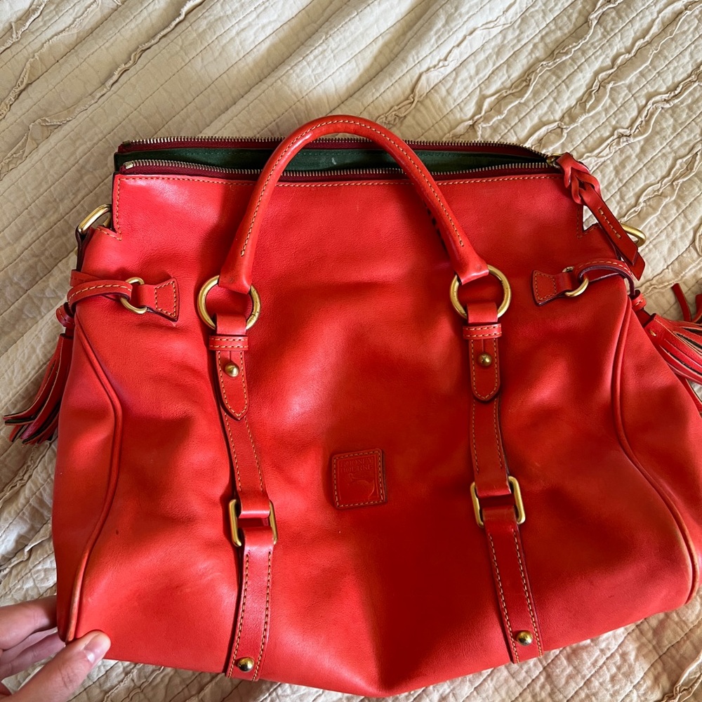 Dooney & Bourke Vibrant Red Florentine Leather Satchel - Picture 11 of 12